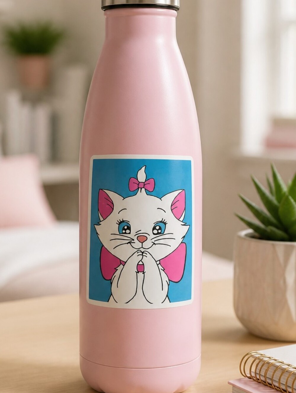 Disney Aristocats Marie Sticker Pink Bow Kawaii White Cat Vinyl Laptop Decal